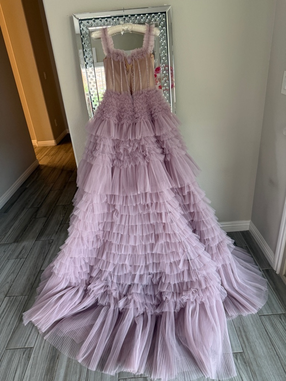 Andre and Leo Lavender Ruffled Tulle Gown with Corset Bodice - Picture 12 of 12